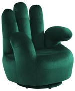 Poltrona a forma di mano girevole in velluto Verde scuro - CATCHY