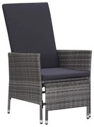 Sedia da giardino reclinabile con cuscino in polyrattan grigio
