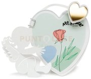 Porta foto angioletto decorato bianco in ferro 16x14cmh(11x11cm,for...