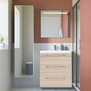 Mobile da bagno sotto lavabo SENSEA Remix marrone opaco L 60 x H 58 x P 46 cm 3 cassetti, lavabo non incluso