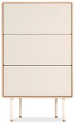 Cassettiera alta bianca in legno di quercia con 3 cassetti 60x100 cm Fina - Gazzda