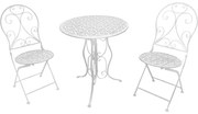 Set Bistrot Da Giardino Tavolo 60 Cm E 2 Sedie Pieghevoli In Ferro Sanremo Bianco