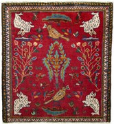 Shiraz Tappeto 70 x 70 Rosso (Iran) Annodato A Mano