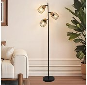 Brilagi - Lampada da terra BASKLITE 3xE27/15W/230V legno di hevea/nera