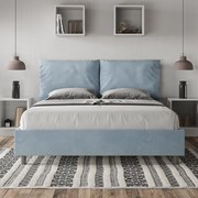 Letto contenitore da 160x190 in microfibra azzurro Antea