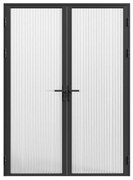Blocco porta reversibile a due battenti 2xH204xL93cm in Alluminio e Vetro temperato testurizzato Nero - LOXTON