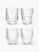 Set di 4 bicchieri per acqua in vetro soffiato con scanalatura in rilievo Ripple, 200 ml