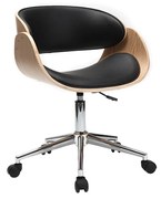 Sedia design a rotelle nera e legno chiaro BENT