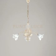 Lampadario in ferro laccato avorio con decorazione oro antico e dif...