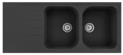 Lavello sopratop 2 vasche in quarzo nero DELINIA Elbe L 50 x L 116 cm