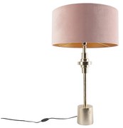 Lampada da tavolo dorato paralume velluto rosa 50 cm - DIVERSO