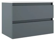 Mobile bagno sospeso con lavabo e specchio, top incluso L 80 x H 55 x P 46 cm avio in truciolare 2 cassetti per vasca centrale Box