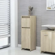 Armadio da Bagno Bianco e Rovere 32x25,5x190 cm in Truciolato