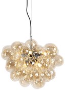 Lampadario Art Déco nero con vetro ambrato 8 luci - Uvas