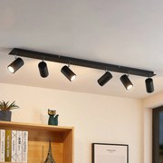 Faretto da soffitto Lindby Joffrey, 116 cm, nero, a 6 luci, GU10 Joffrey Lindby, dimmerabile, Nero, Soggiorno / Sala da pranzo, Metallo, Moderno, Faretto