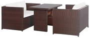 Set da bistrot 3 pz con cuscini in polyrattan marone