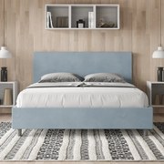 Letto contenitore da 160x190 in microfibra azzurro Adele