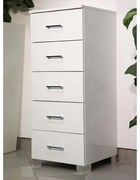 Cassettiera multiuso 42x103h cm con 5 cassetti in legno Bianco Lucido