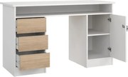 Scrivania 1 Anta 3 Cassetti 126x55x75h Function Plus Bianco e Rovere
