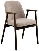 RODERIC Beige Latte (tessuto Monza 60)/ telaio in rovere fumè laccato (tonalità noce) - SEDIA BOUCLÉ IN LEGNO RETRO