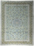 Kashan Tappeto 300 x 390 Verde (Iran) Annodato A Mano