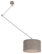 Lampada a sospensione in acciaio con paralume 35 cm color tortora regolabile - Blitz