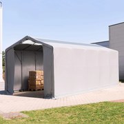 TOOLPORT 4x12 m tendostruttura, altezza 3,0m porta a cerniera e lucernari, PVC 850, grigio, con statica (sottofondo in cemento) - (94291)