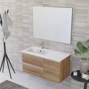 Mobile bagno sospeso 100 cm Master rovere con lavabo e specchio