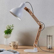 Lindby Lampada di legno Shivanja con paralume bianco