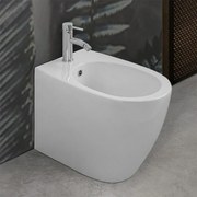 Bidet filo muro per anziani alto 49 ceramica bianca serie Comoda