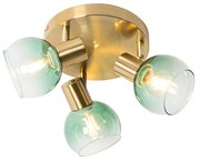 Plafoniera Art Déco oro con vetro verde 3 luci - Vidro