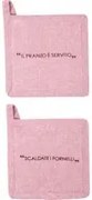 Set 2 presine 17x17 cm malva con scritta