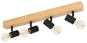 Plafoniera Industrial Townshend 3 4 Luci Legno Marrone E Nero