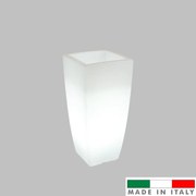 Vaso Illuminabile Quadrato 33x33xH70cm, E27 Colore Bianco