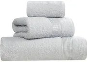 Set asciugamani cotone grigio chiaro viso, ospite e telo doccia