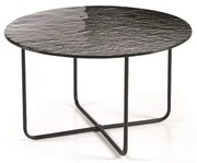 Tavolino tondo con piano vetro temperato effetto martellato Fumč JON 60