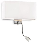 Applique Moderna Hotel Metallo Bianco E Cromo 2 Luci E27+Led 1,5W