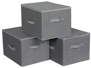 Set di 3 scatole portaoggetti con cerniera CURAN, grigie