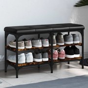 Panca porta scarpe rovere fumo 82x32x47 cm in legno multistrato