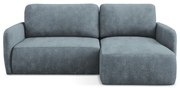 Divano angolare blu polveroso allungabile/con contenitore (con penisola a destra/con chaise lounge) con rivestimento in ciniglia Lilo – Makamii