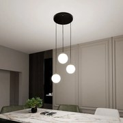 Lampadario a sospensione in Acciaio ROYAL 3 Nero/Bianco e Oro 3xE14