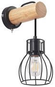 Lindby - Evje Round Applique da Parete Black/Wood Lindby