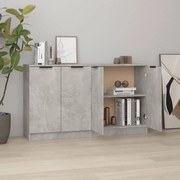 Credenze 2 pz grigio cemento 60x30x70 cm in legno multistrato