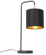 Lampada da tavolo moderna nera con interni dorati - Lofty