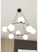 Lampadario a Sospensione AZURA 8 OPAL Colore del corpo Nero e Bianco