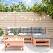 Set divani giardino 5 pz con cuscini legno massello di douglas