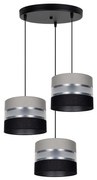 Lampadario a sospensione con filo CORAL 3xE27/60W/230V nero/grigio/cromo diametro 45 cm