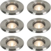 Set di 6 faretti da terra per esterni in acciaio 11cm IP67 - Basic Round