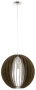 Sospensione Contemporanea Cossano Acciaio Nichel Legno 1 Luce E27 D50