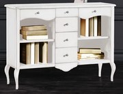 Libreria arte povera in legno massello con rifinitura in bianco 120x36x87 cm